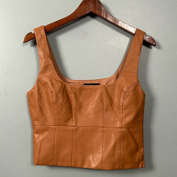 Lulus Brown Vegan Leather corset Tank Top- like new - Picture 5 of 10